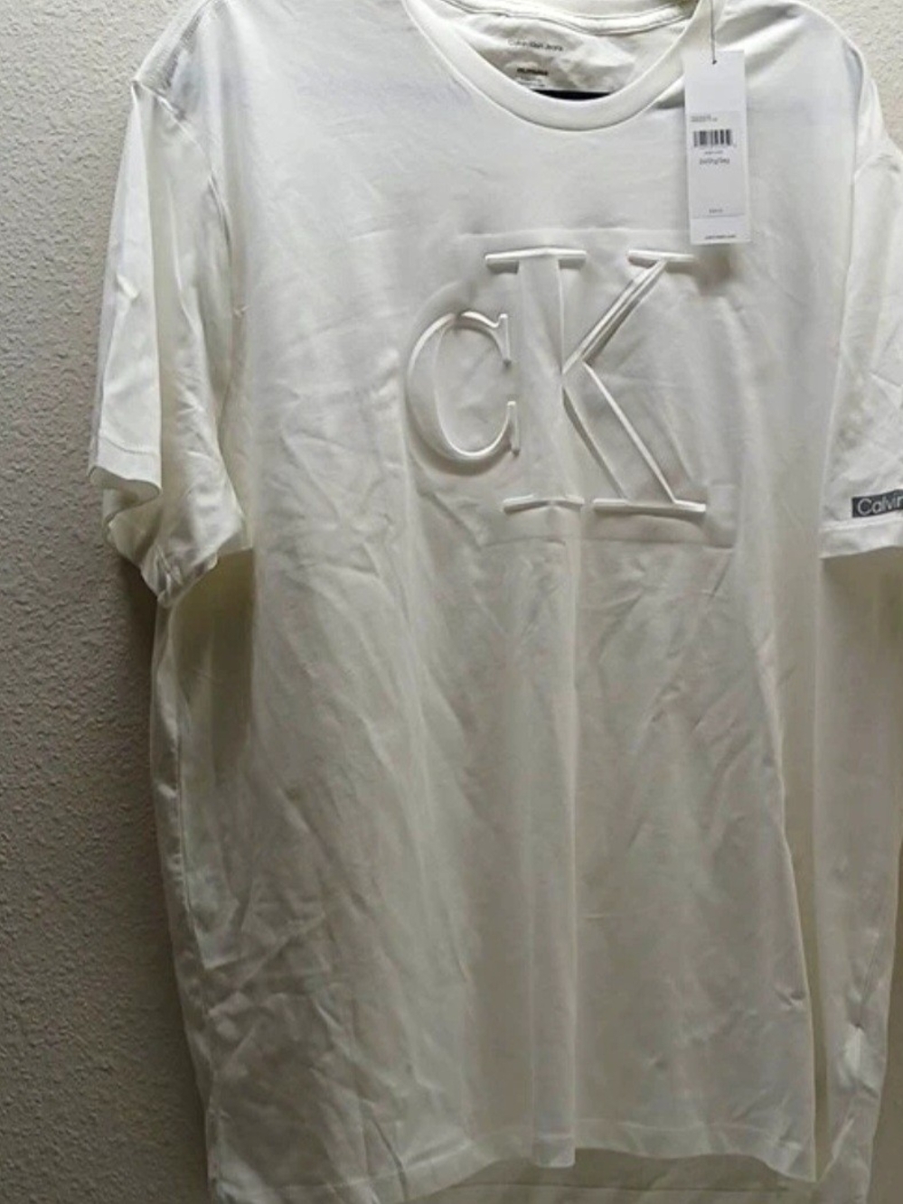 Calvin Klein White Embossed CK Logo Short Sleeve Tee